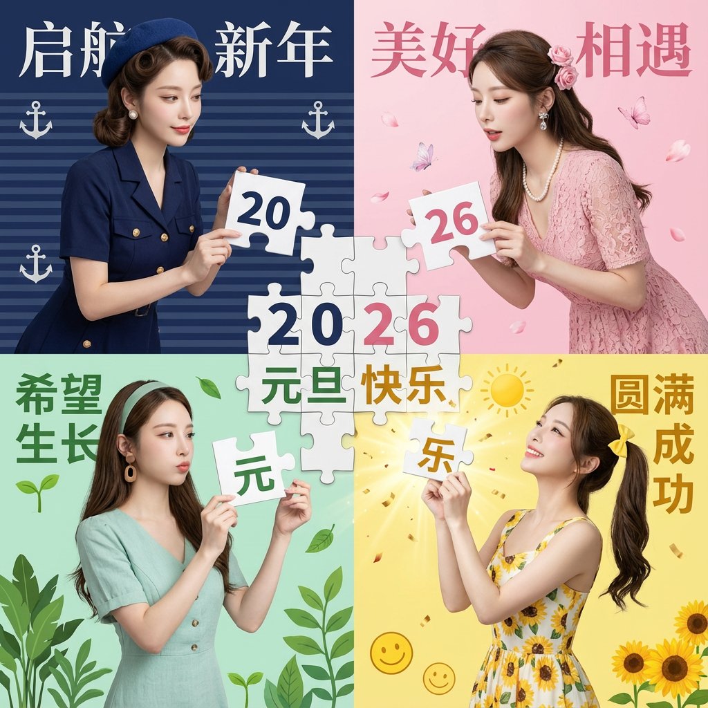 元旦特辑-四角拼图完成2026祝福AI提示词